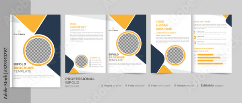 Corporate Bi-fold Brochure Template, Catalog, Booklet Template Design. Fully Editable.	