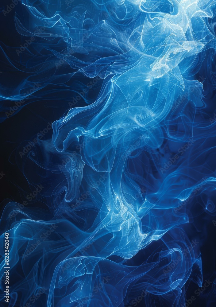 Abstract Blue Flames Design