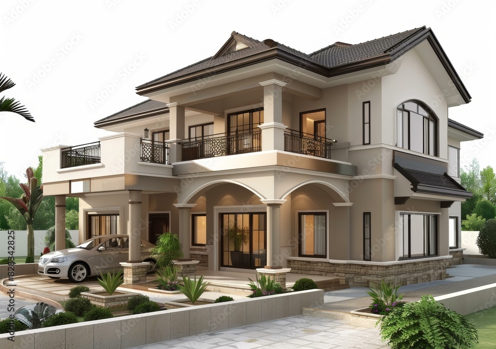 Fototapeta premium Modern Courtyard Villa with Comfortable Home