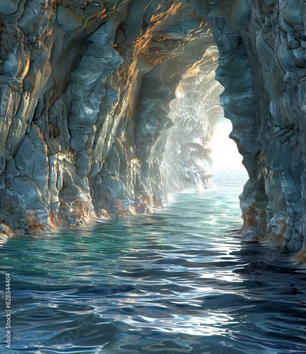 Sunlight Illuminating a Sea Cave photo