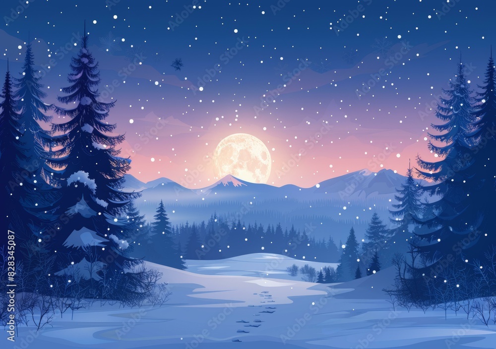 Tranquil Winter Night in the Serene Mountains