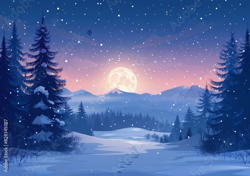 Tranquil Winter Night in the Serene Mountains