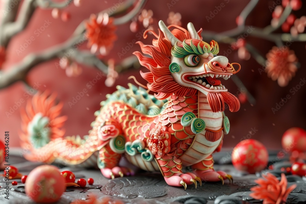 Vivid Chinese Dragon Statue for Lunar New Year Festivities