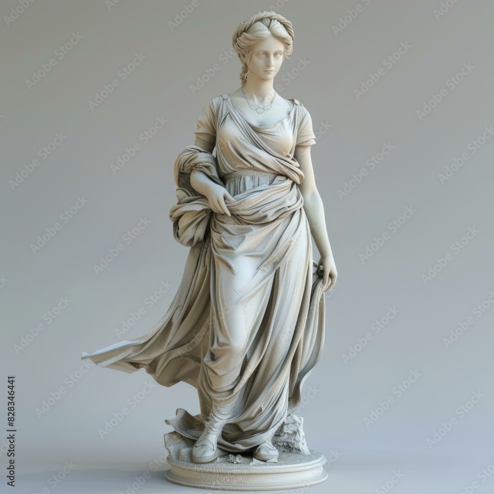 Classical Greek Statue of a Woman in White Marble