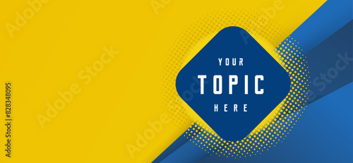 Yellow background with stripes. Vector abstract background, and Yellow and blue abstract banner with halh tone color for text spacing hipster futuristic graphic.  photo