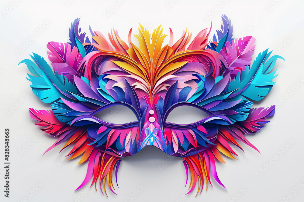 A Carnival Mask Illustration in Colorful Paper Art A Carnival Mask Illustration in Colorful Paper Art