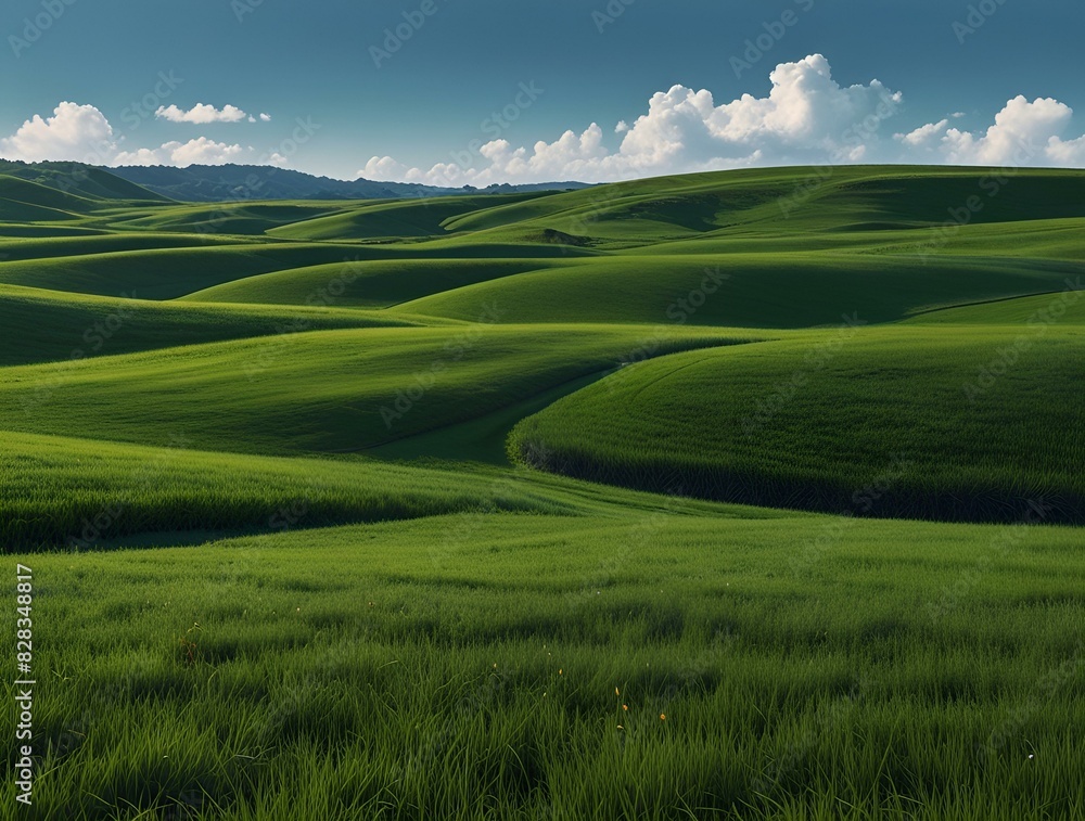 Obraz premium green field and blue sky