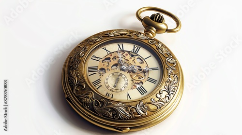 Vintage ornate gold pocket watch with Roman numerals.