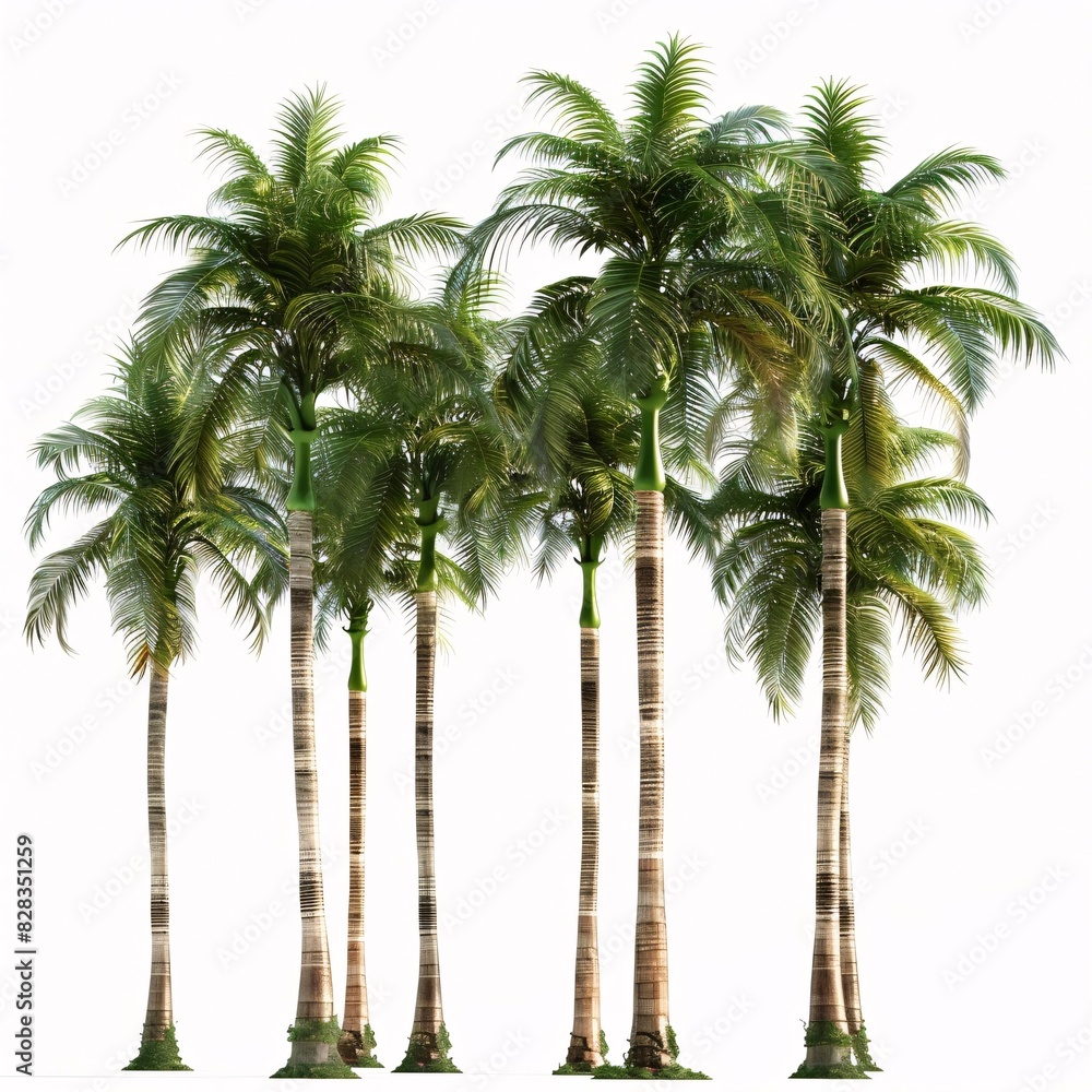 Obraz premium Digital Illustration: Row of Palm Trees in a Line