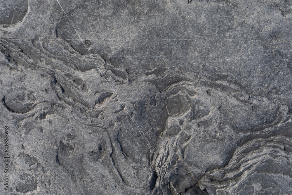 Fototapeta premium Stone texture worn by the wind and the sea of ​​the coast located on a wild beach.