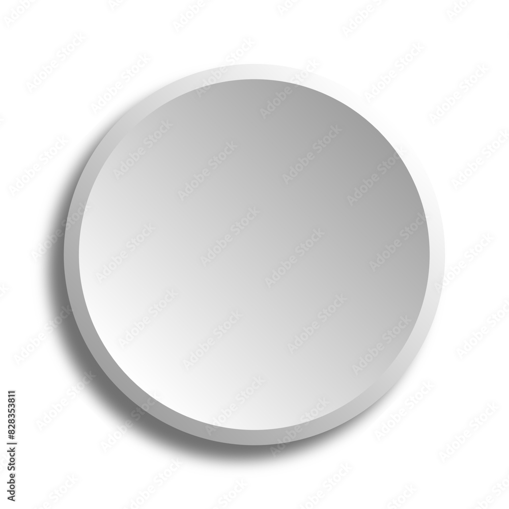 White web interface button on transparent background. Three-dimensional button for website, navigation, cyberspace. White-grey circle badge for mock design White web interface button on transparent background. Three-dimensional button for website, navigation, cyberspace. White-grey circle badge for mock design