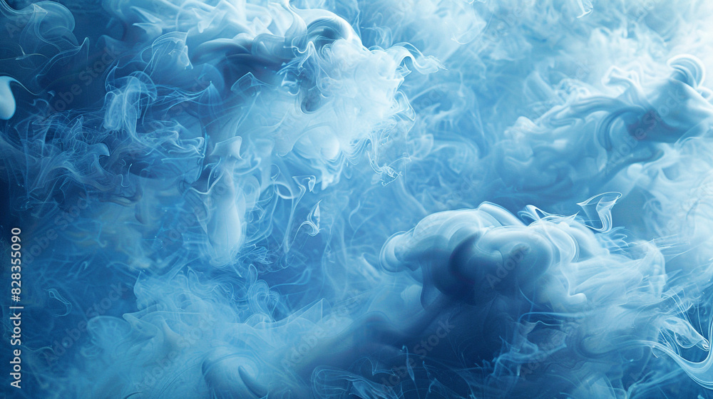 Obraz premium Dreamy compositions with elegant sky blue smoke blending celestial beauty.