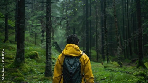 Wallpaper Mural A man explores the forest while traveling Torontodigital.ca