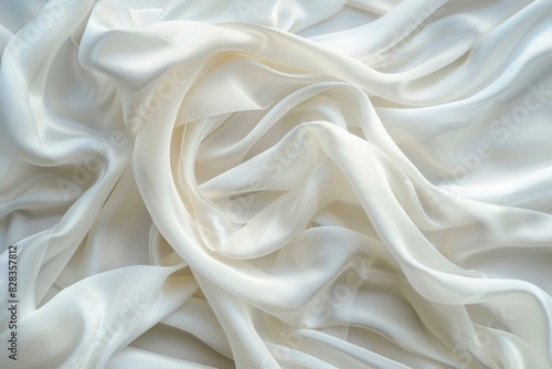 There is a white fabric with a very large amount of folds photo