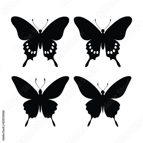 Set of Black Swallowtail black vector on white background