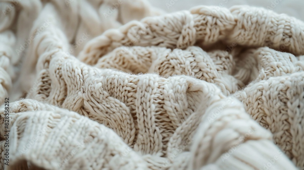 Handcrafted Knitted Blanket in Soft Beige Tones Handcrafted Knitted Blanket in Soft Beige Tones