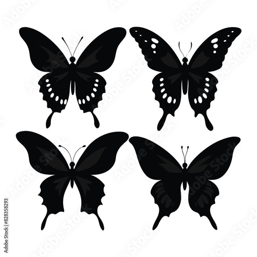Set of Black Swallowtail black vector on white background © mobarok8888