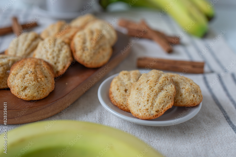 A group of madeleine butter cookie A group of madeleine butter cookie