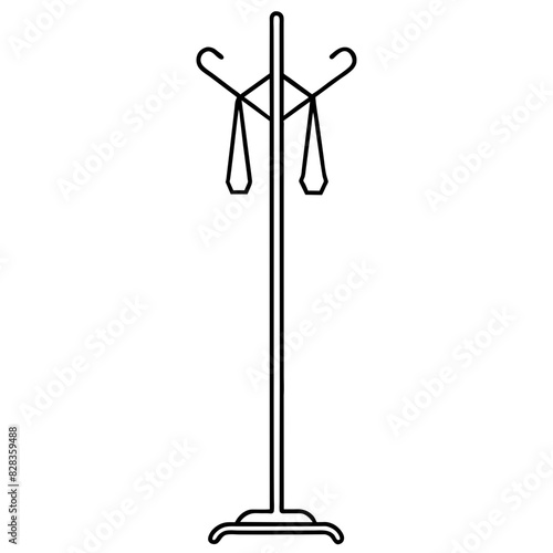 ector illustration of a black metal coat rack with several hooks