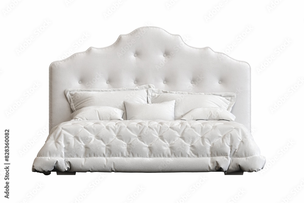 Fototapeta premium bed isolated on white background, interior furniture, 3D illustration, cg render