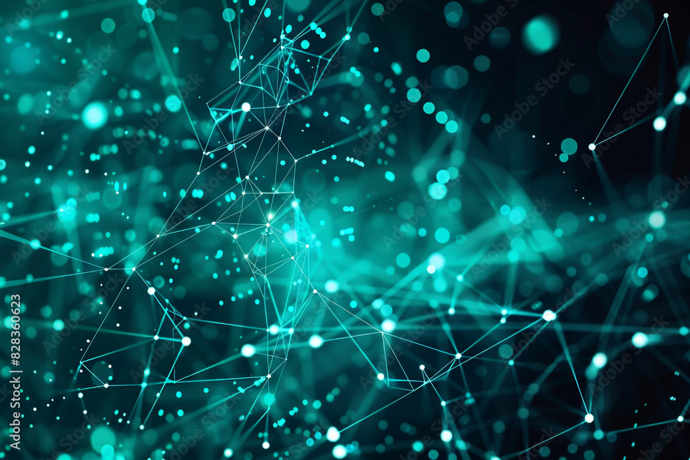 Obraz premium Abstract futuristic networking vector in aqua, showcasing digital interconnectedness and dynamic communication.