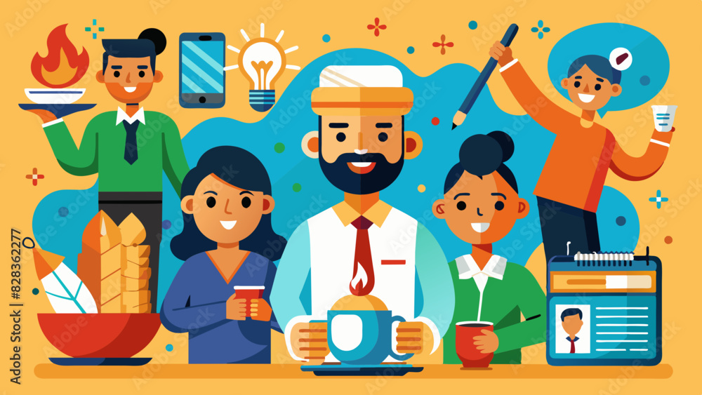 A playful set of icons representing office life in India, including chai breaks and team huddles.
A playful set of icons representing office life in India, including chai breaks and team huddles.