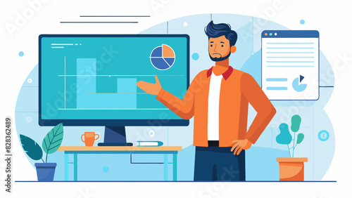 Indian Man Giving Presentation In office. Indian Style Vector
