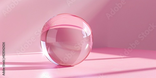 Transparent Ball Against Soft Pink Background with Light Rays © Riya