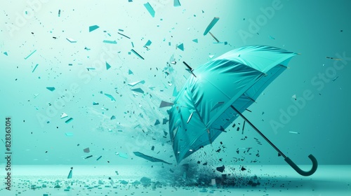 The shattered turquoise umbrella