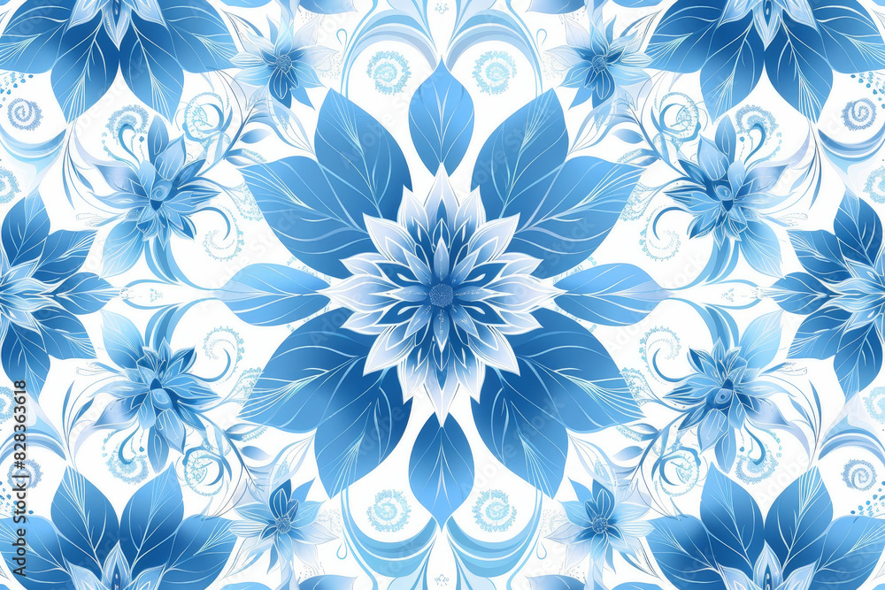 Repeating blue floral pattern for wallpapers and fabrics Repeating blue floral pattern for wallpapers and fabrics