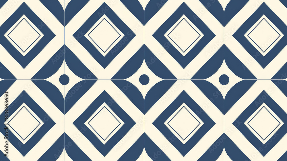 Blue and white geometric seamless pattern for wallpaper, fabric, or other design projects Blue and white geometric seamless pattern for wallpaper, fabric, or other design projects