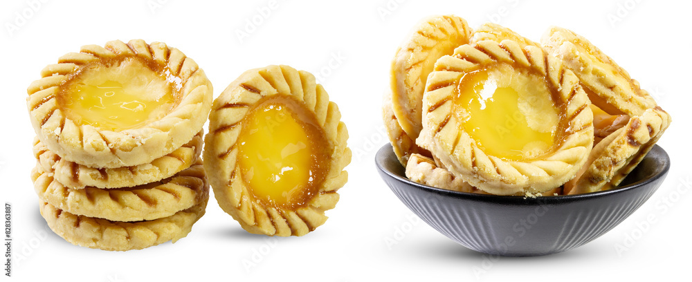 Indonesian pastry or Pie Susu Bali isolated on white background Indonesian pastry or Pie Susu Bali isolated on white background
