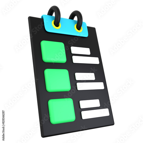 3D Illustrations of checklist. 3d business management icon pack concept. photo