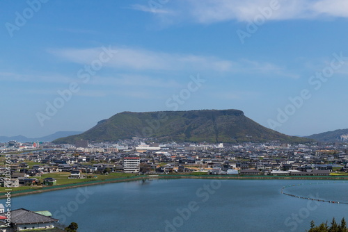 Landscape of Mt. yashima and lake kume ,  View from Mt. kume ,  takamatsu city, kagawa, shikoku, japan, setouchi