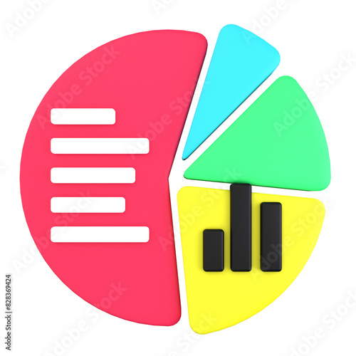 3D render Closeup of a pie chart with a cell phone in the center. Perfect for digital marketing presentations or technology themed designs.