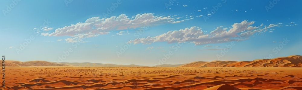 Painting of a desert landscape with a sky background Painting of a desert landscape with a sky background