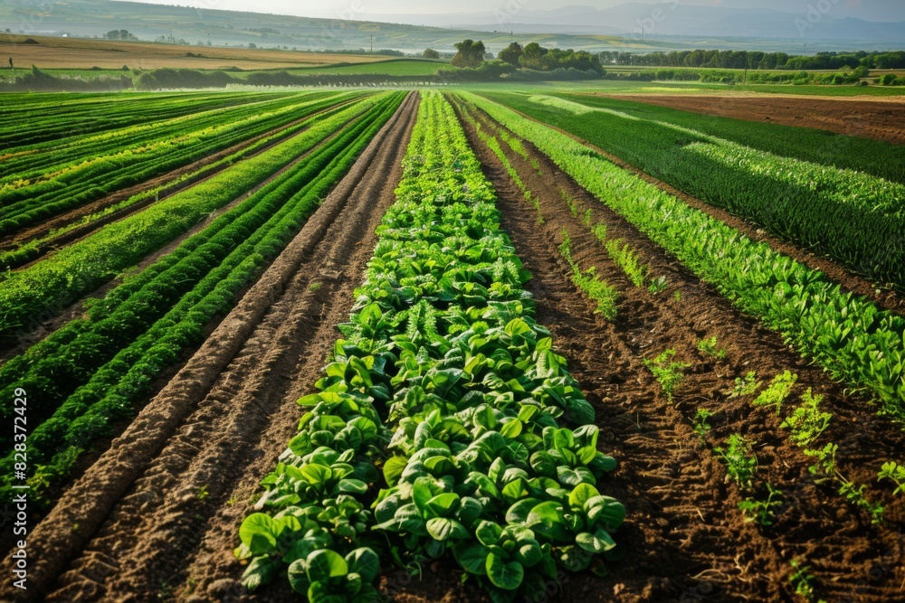 Obraz premium Field of lettuce growing 