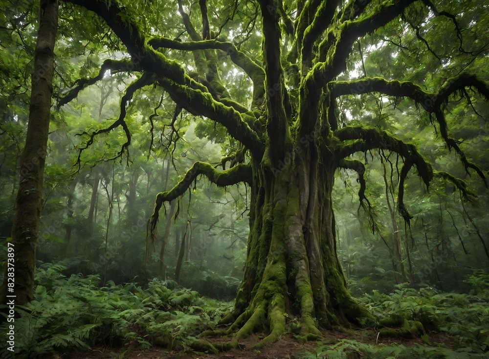 Fototapeta premium Enchanting Sunrise in the Magical Forest