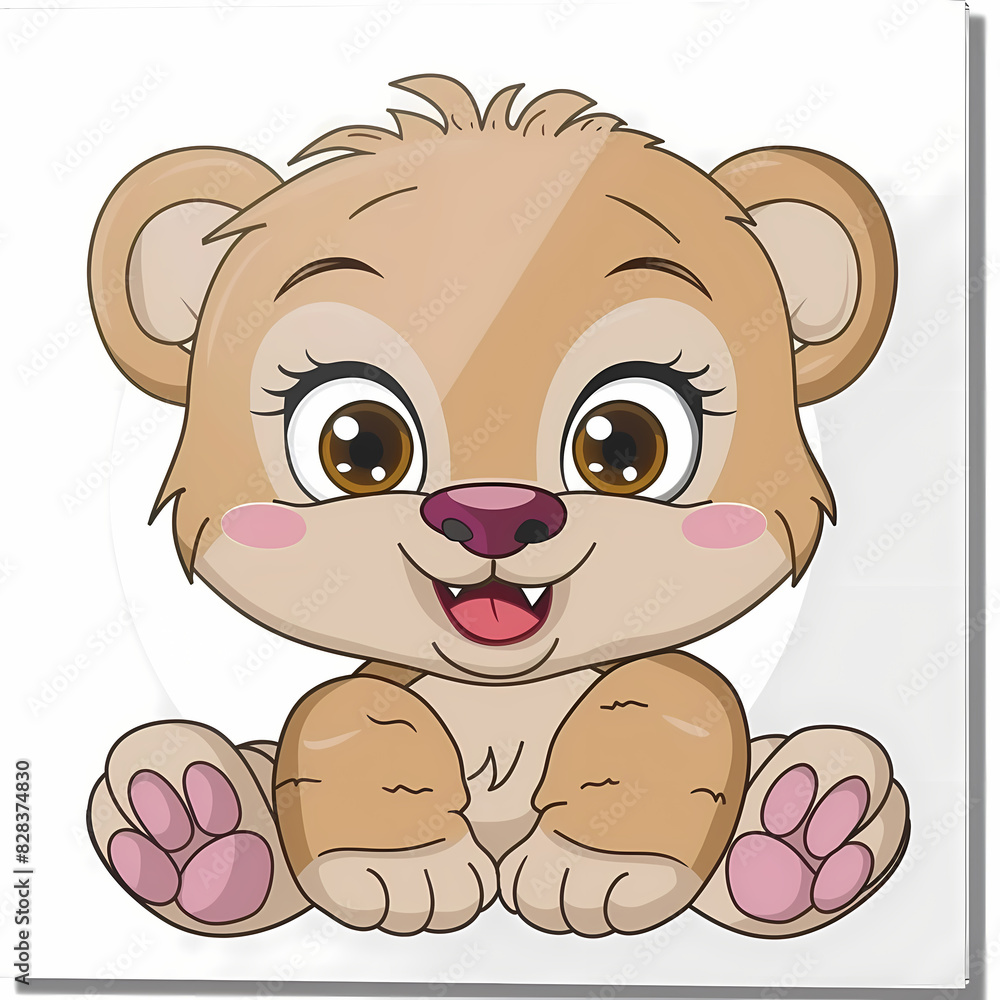 Naklejka premium Cute animal cartoon on a White Canvas Sticker,vector image