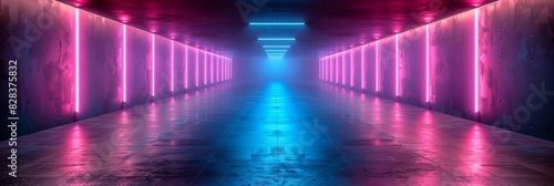 Modern Data Center with Neon Lights Generative AI