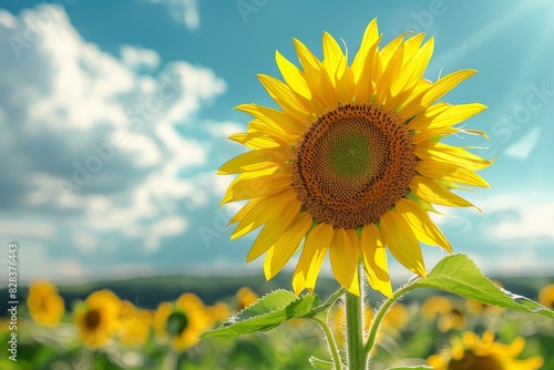 Majestic Sunflower Standing Tall in Sunflower Field