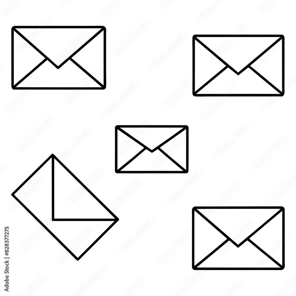 Envelopes of various sizes and shapes on white background Envelopes of various sizes and shapes on white background