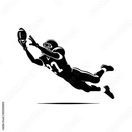 Vector silhouette poses while playing American football. simple design
