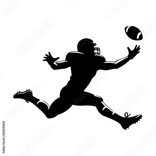 Vector silhouette poses while playing American football. simple design
