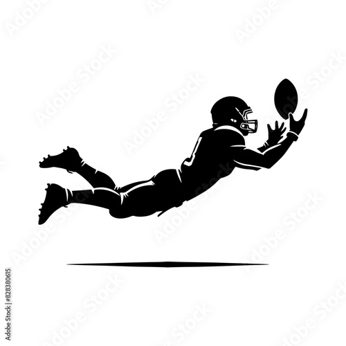 Vector silhouette poses while playing American football. simple design