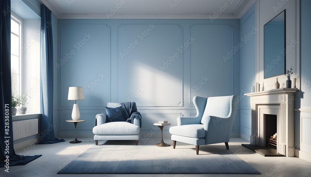 Minimalist living room interior with armchair and beige plasters walls. Interior mockup, 3d render Minimalist living room interior with armchair and beige plasters walls. Interior mockup, 3d render