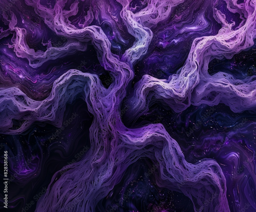 Fototapeta premium Purple and Black Swirls and Stars Background