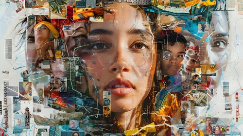 theme of diversity and unity in a collage that blends images of people from various cultures