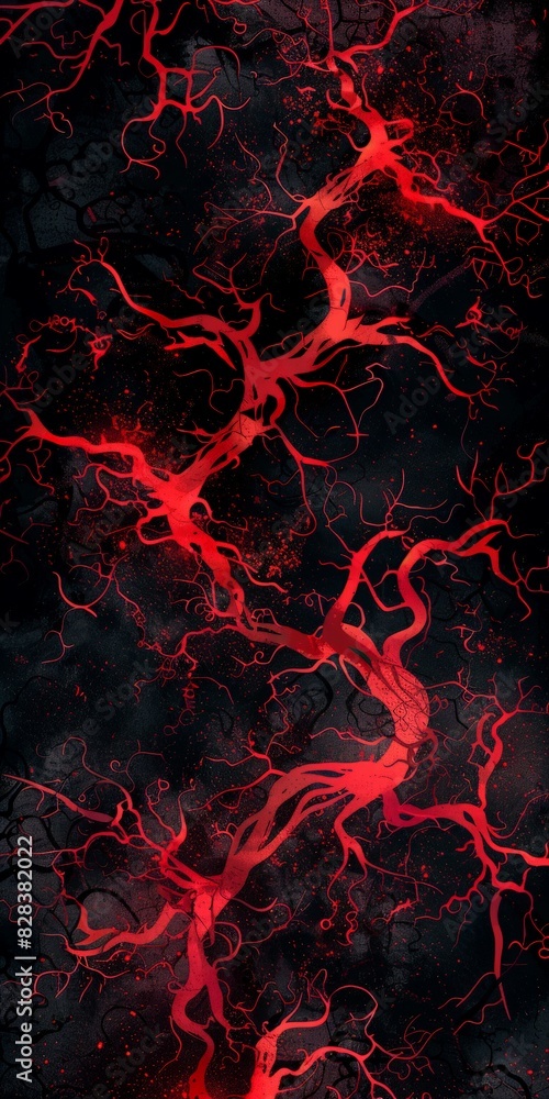 Fototapeta premium Bold Black and Red Background With Vibrant Red Swirls