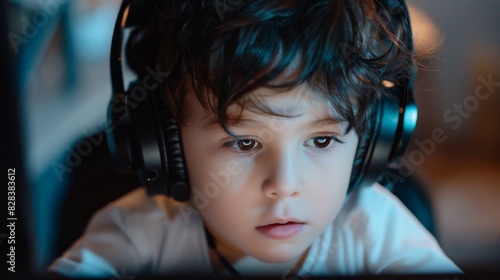 The child with headphones photo